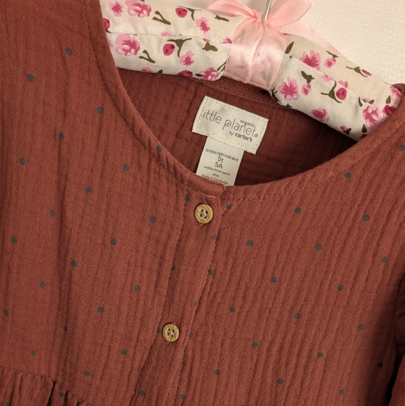 Little Planet by Carter's organic cotton Girls' Brown Button-Down Dress - Picture 2 of 2